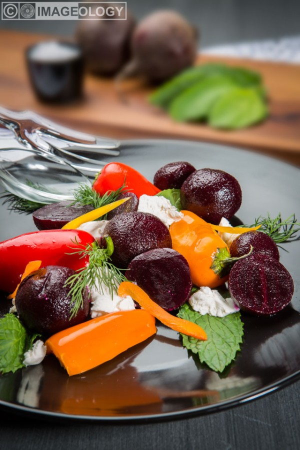 Click to enlarge - Beetroot salad with capsicum and feta cheese with an oil dressing